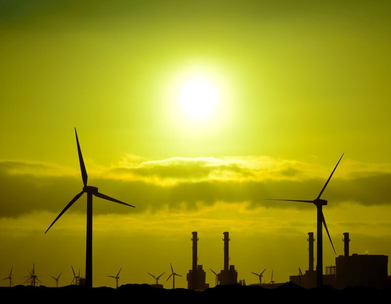 photograph of wind turbines