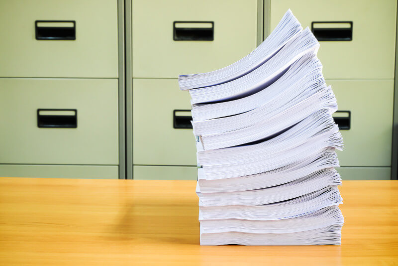 photo of a large stack of papers