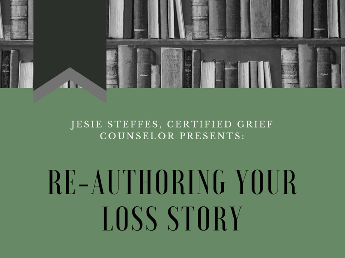 Re-Authoring Your Loss Story Image with books and green background