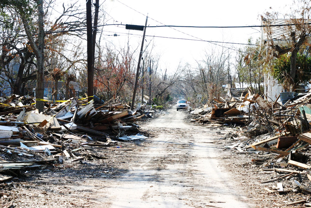 Community ravaged by a hurricane