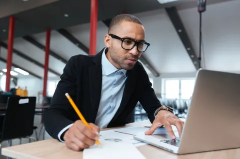 Man looking at computer