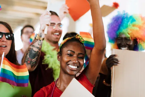 Photo of people with pride flags