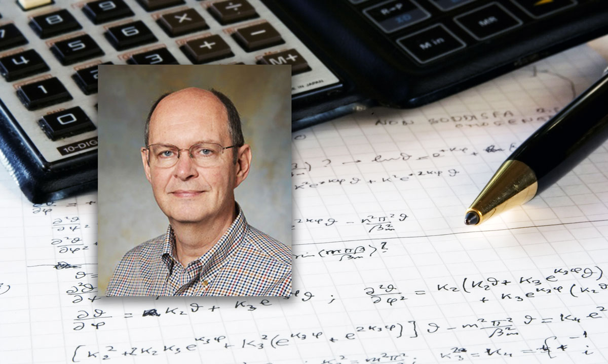 Photo of Dr. Bernard Ricca superimposed over a calculator and mathematic equation 