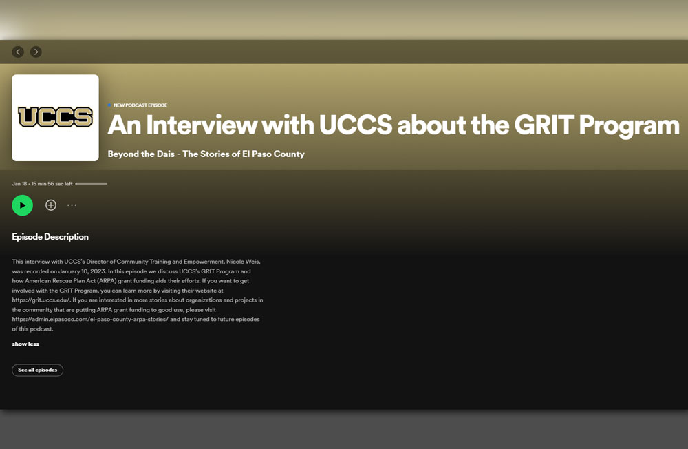 Screenshot of Beyond the Dais Podcast about GRIT Program